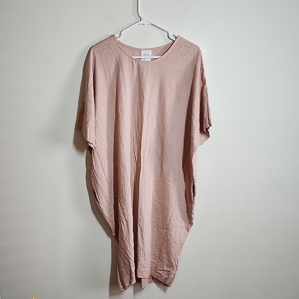 Madeleine Studio 18 Blush Pink Tunic Dress Cotton Linen Blend Lagenlook Medium